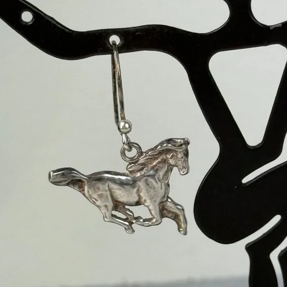 Sterling Silver Running Horse Dangle & Drop Earrings - Picture 5 of 7